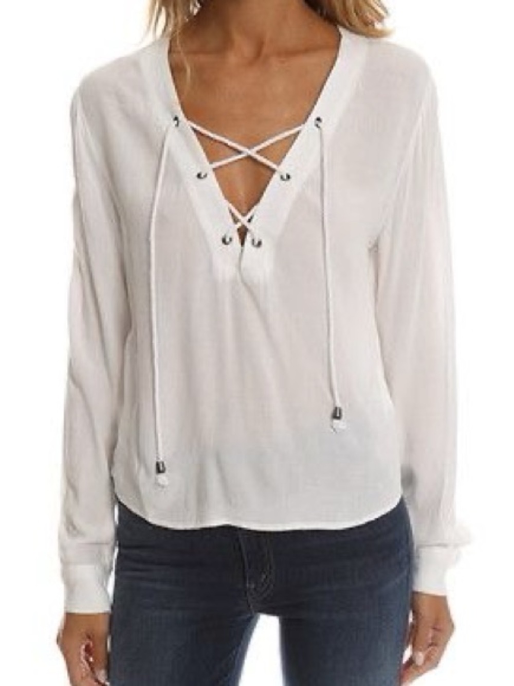 Rails Grace Lace-Up Blouse White Size S